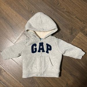 Baby Gap gray fleece zip-up hoodie.